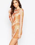 Maya Mesh And Sequin Body-conscious Dress With Cut Out Back