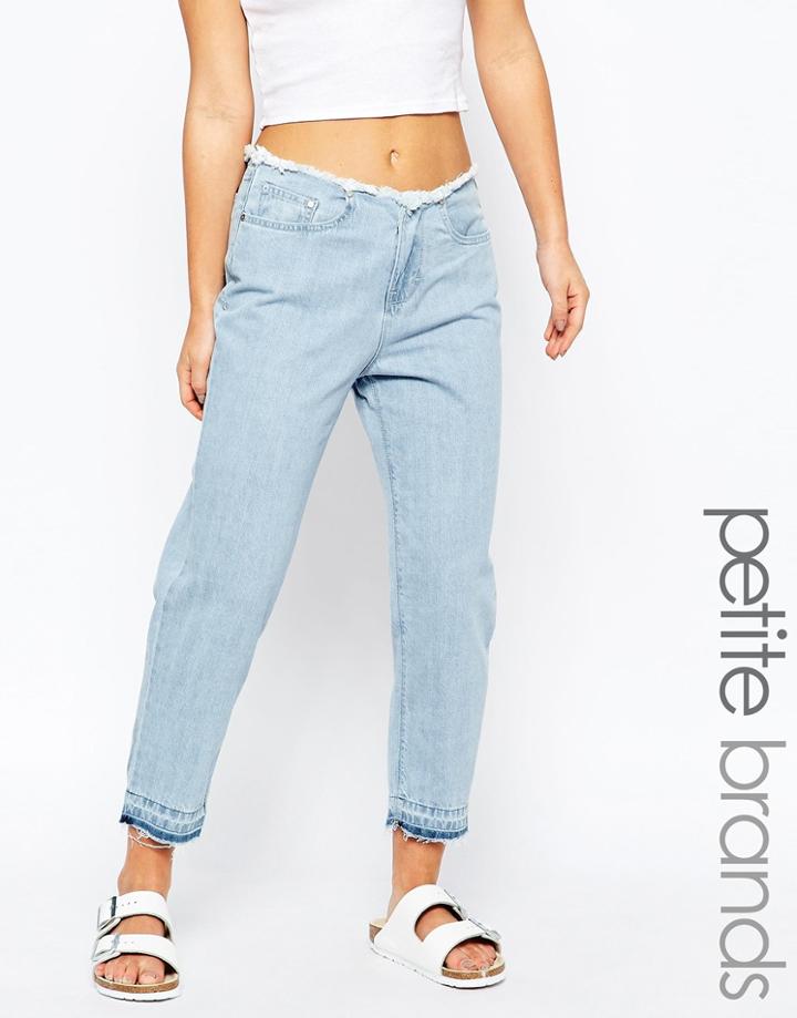 Waven Petite Helene Boyfriend Jean With Raw Edge Detail - Blue