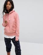 Champion Pull Over Hoodie With All Over Logo Print - Pink