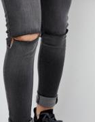 Criminal Damage Skinny Jeans In Show Wash Ripped - Blue