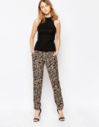 Ganni Leopard Print Pants - Cream