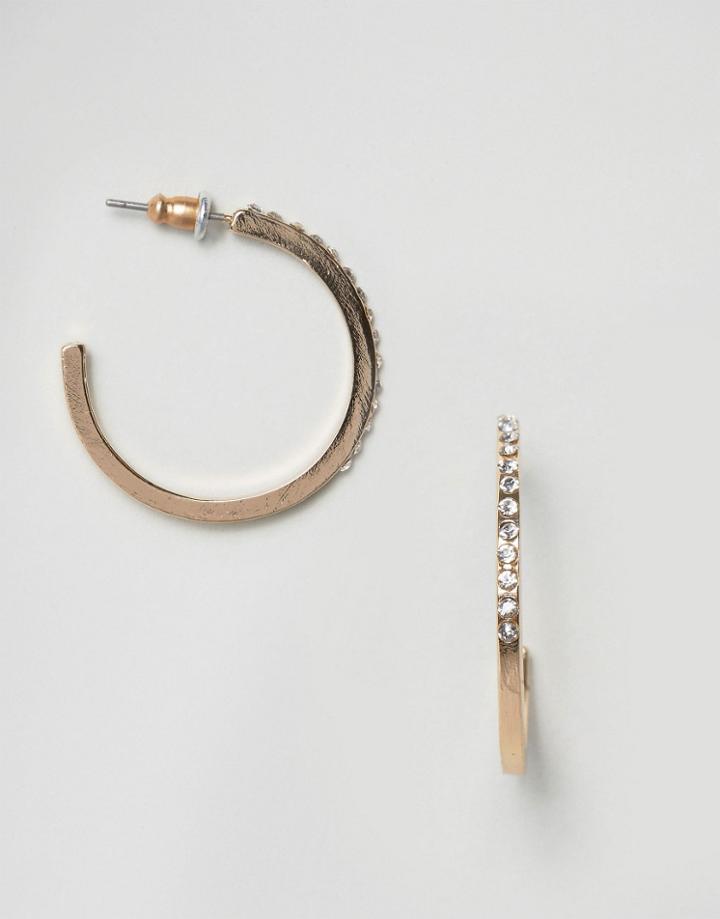 Asos Crystal Hoop Earrings - Clear