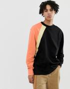 Collusion Color Blocked Long Sleeve T-shirt In Black - Multi
