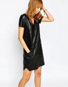 Vila Leather Look Shift Dress - Black