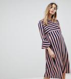 Asos Maternity Column Midi Dress In Stripe - Multi