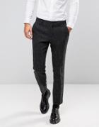Asos Slim Suit Pants In Gray Harris Tweed Herringbone 100% Wool - Gray