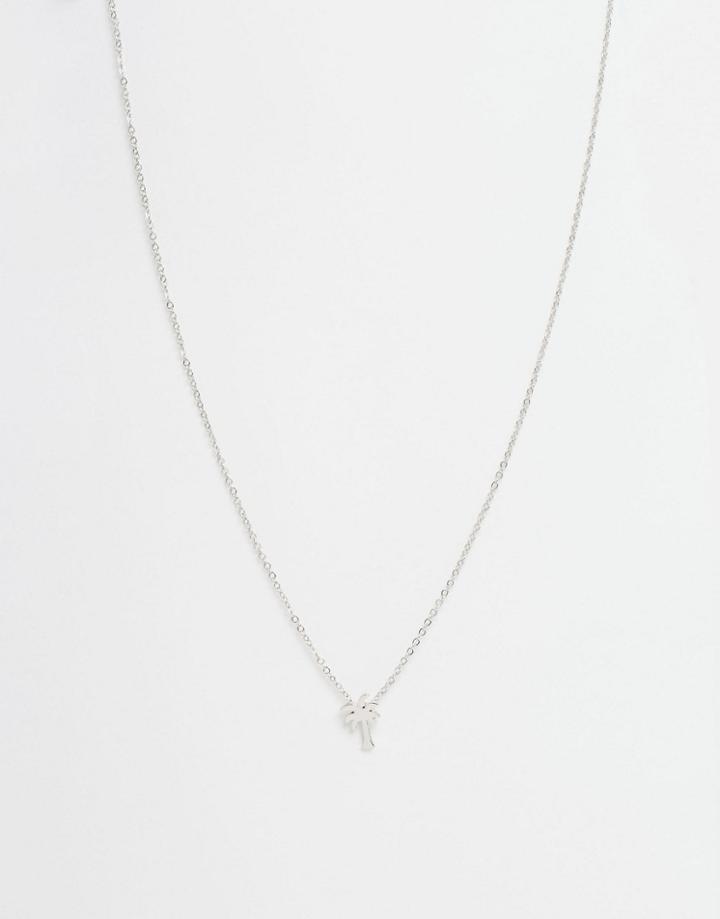 Asos Palm Tree Necklace - Silver