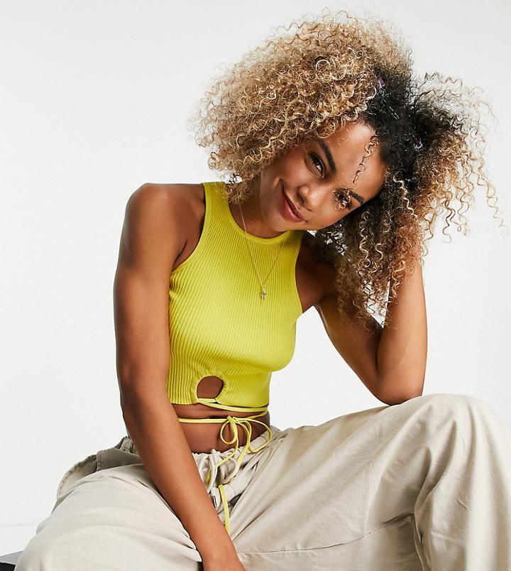 Collusion Sporty Knit Tank In Lime Green