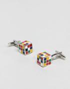 Moss London Cufflinks In Rubix Cube - Silver