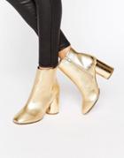 London Rebel Gold Round Heel Boot - Gold