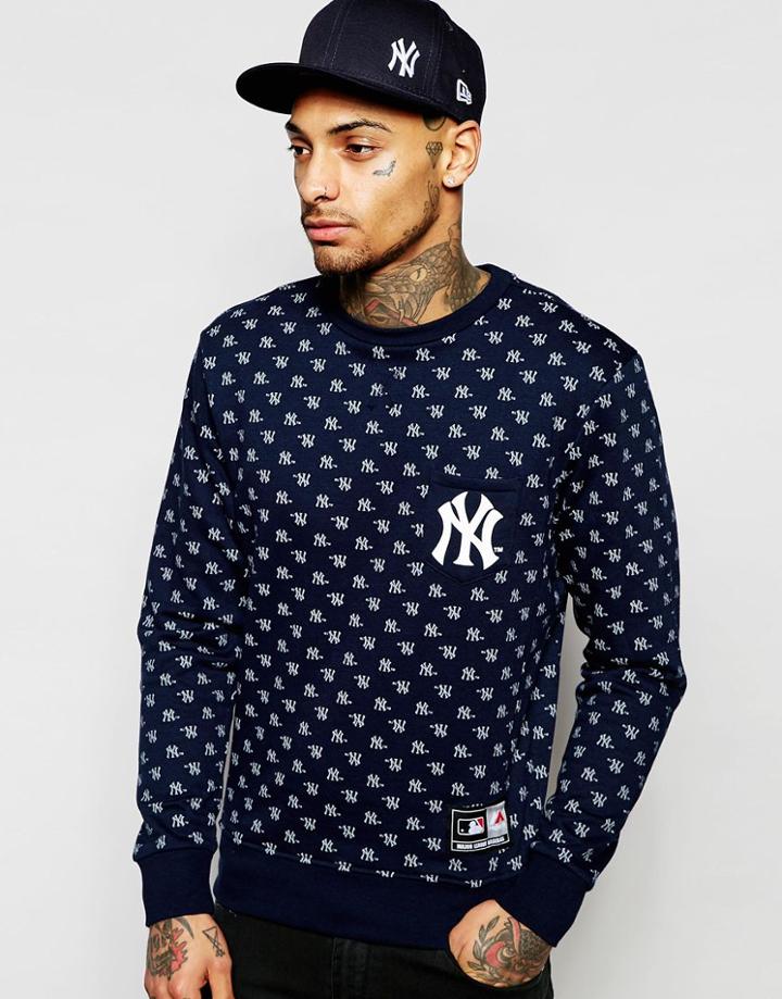Majestic New York Yankees All Over Print Sweatshirt - Navy