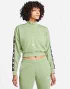 Nike Tape Pack Half-zip Crop Fleece Sweatshirt In Green Suit 31