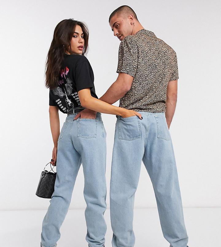 Reclaimed Vintage Inspired The '83 Unisex Relaxed Jeans In Light Wash Blue-blues