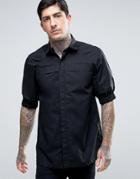 Rogues Of London Skinny Cuff Sleeve Shirt - Black