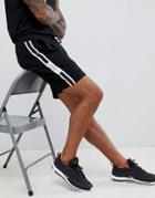 Boohooman Jersey Shorts With Man Side Stripe In Black - Black