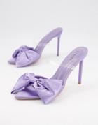 Simmi London Ezlili Heeled Sandals With Oversized Bow In Lilac Satin-purple