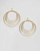 Nylon Multi Hoop Drop Earrings - Gold Plated