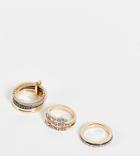 Aldo Acoindra Embellished Rings Multipack In Black And Gold