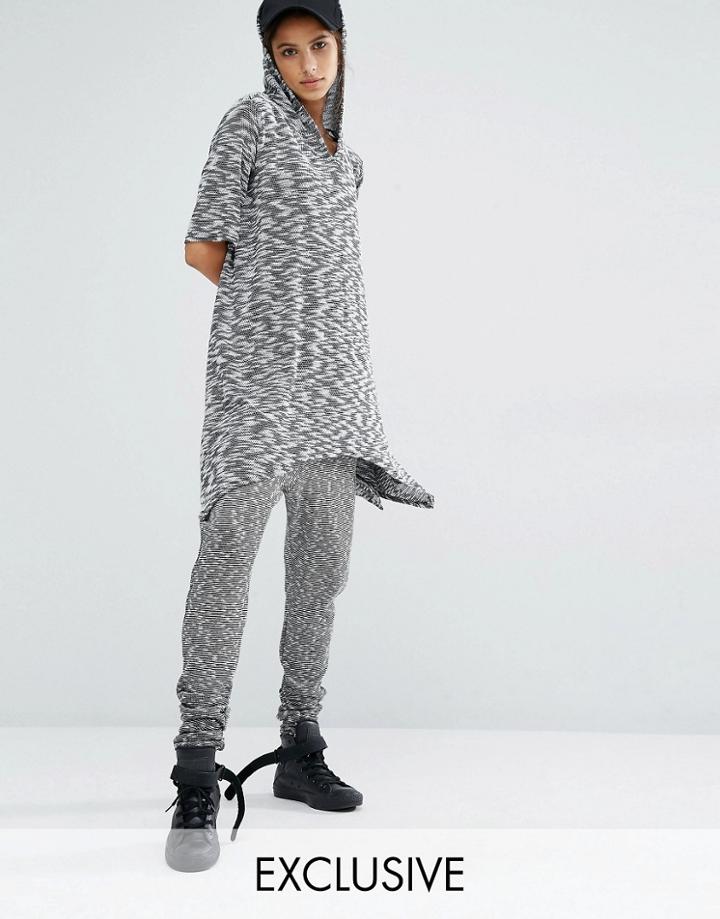 Bones Drop Crotch Sweat Pants In Drapey Marl - Slate Gray