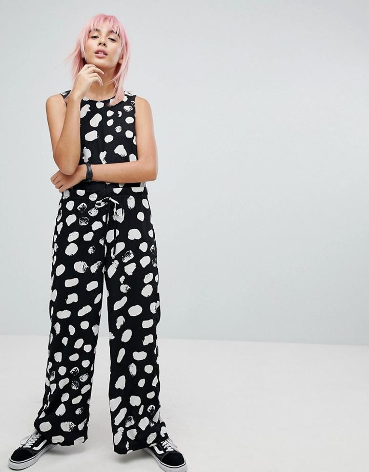 Noisy May Polka Drawstring Jumpsuit - Black