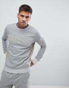 Boss Casual Cut And Sew Raw Edge Crew Neck Sweat In Gray - Gray