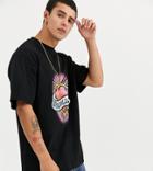 Collusion Oversized T-shirt With Love Heart Print-black