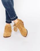 Aldo Wadia Camel Suede Tassel Western Flat Boots - Camel