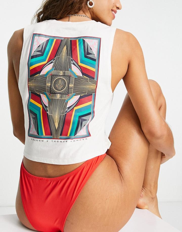 Volcom Thomas Hooper Crop T Shirt With Back Placement In White