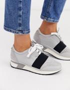 River Island Sneakers With Black Strap In Stone-gray