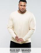 Another Influence Plus Basic Raw Edge Long Sleeve Top - Stone