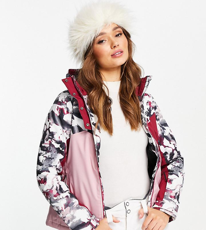 Dare 2b Determined Ski Jacket In Powder Pink Tempest Print And Beetroot