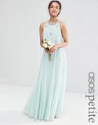 Asos Petite Wedding Bridesmaids Embellished Crop Top Maxi - Green