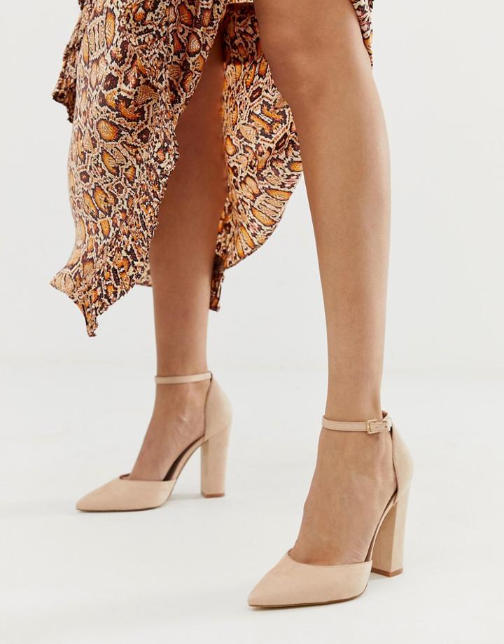 Aldo Nicholes Block Heeled Pumps With Ankle Strap In Beige-pink