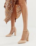 Aldo Nicholes Block Heeled Pumps With Ankle Strap In Beige-pink