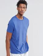 Asos Premium Cotton Slub T-shirt With Curved Hem In Blue - Dazzling Blue