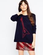 Asos Sweater With Guitar - Navy