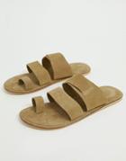 Asos Design Soft Suede Slider Sandals - Stone