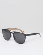 Boss By Hugo Boss Square Sunglasses With Double Brow - Black