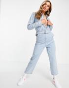 Na-kd Waist Belt Jumpsuit In Light Blue-blues