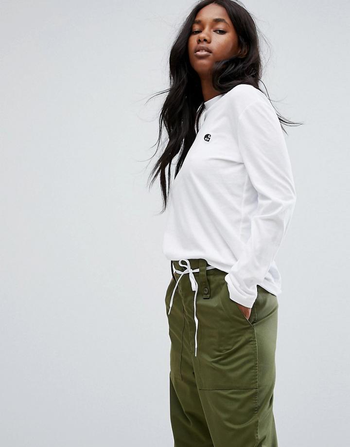 Carhartt Wip Long Sleeve T-shirt With High Neck And Embroidered Logo - White