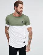 Aces Couture Muscle T-shirt In Khaki With White Panel - Green