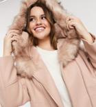 Ever New Curve Hooded Faux-fur Coat In Oatmeal-white