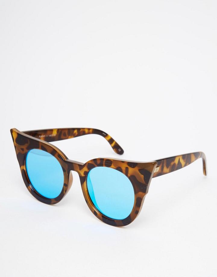 Le Specs Flashy Dramatic Cat Eye Sunglasses - Black