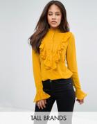 Y.a.s Tall Ruffle Frill Textured Shirt - Yellow