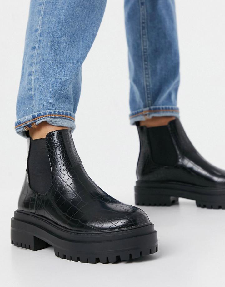Raid Ronnie Chunky Chelsea Boots In Black