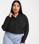 New Look Curve Button Through Shirt In Black