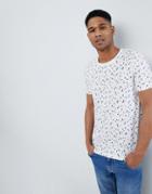 Selected Homme T-shirt With All Over Ditsy Print - White