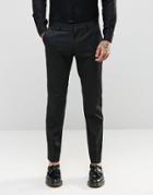 Asos Slim Suit Pants In Tonal Stripe - Black