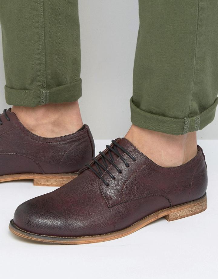 New Look Derby Shoes In Dark Burgundy - Red