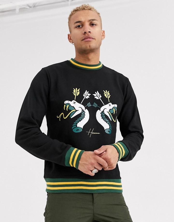 Hermano Sweatshirt With Snake Print In Black
